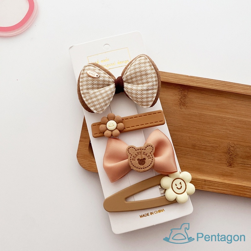 Set 4 Kẹp Tóc Nơ Dễ Thương Cho Bé Gái