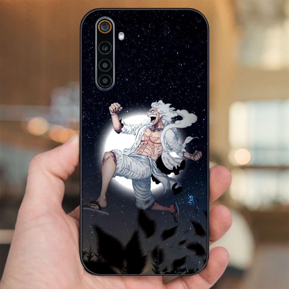Ốp lưng Realme 6, 6 Pro viền đen in hình Luffy Gear 5 Nika One Piece Đảo Hải Tặc