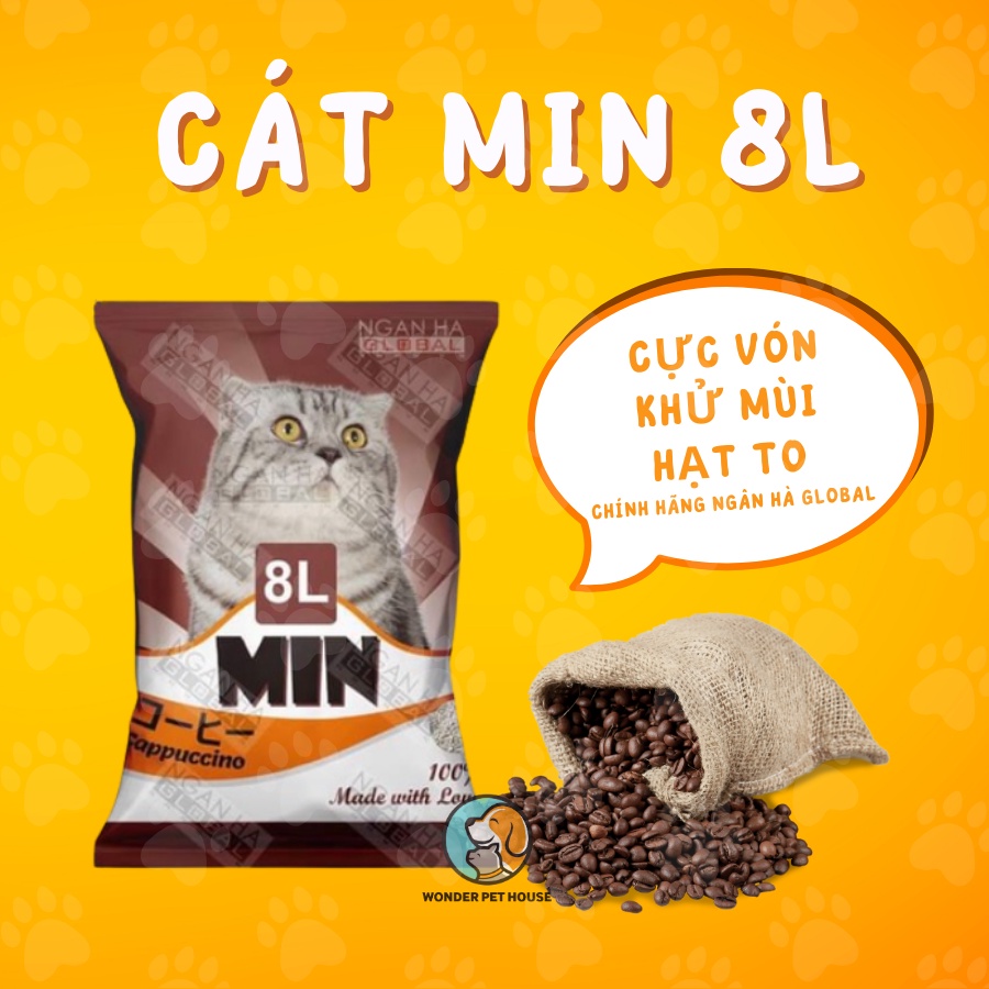 Cát MIN 8L vệ sinh cho mèo Nhật Bản vón, khử mùi tốt