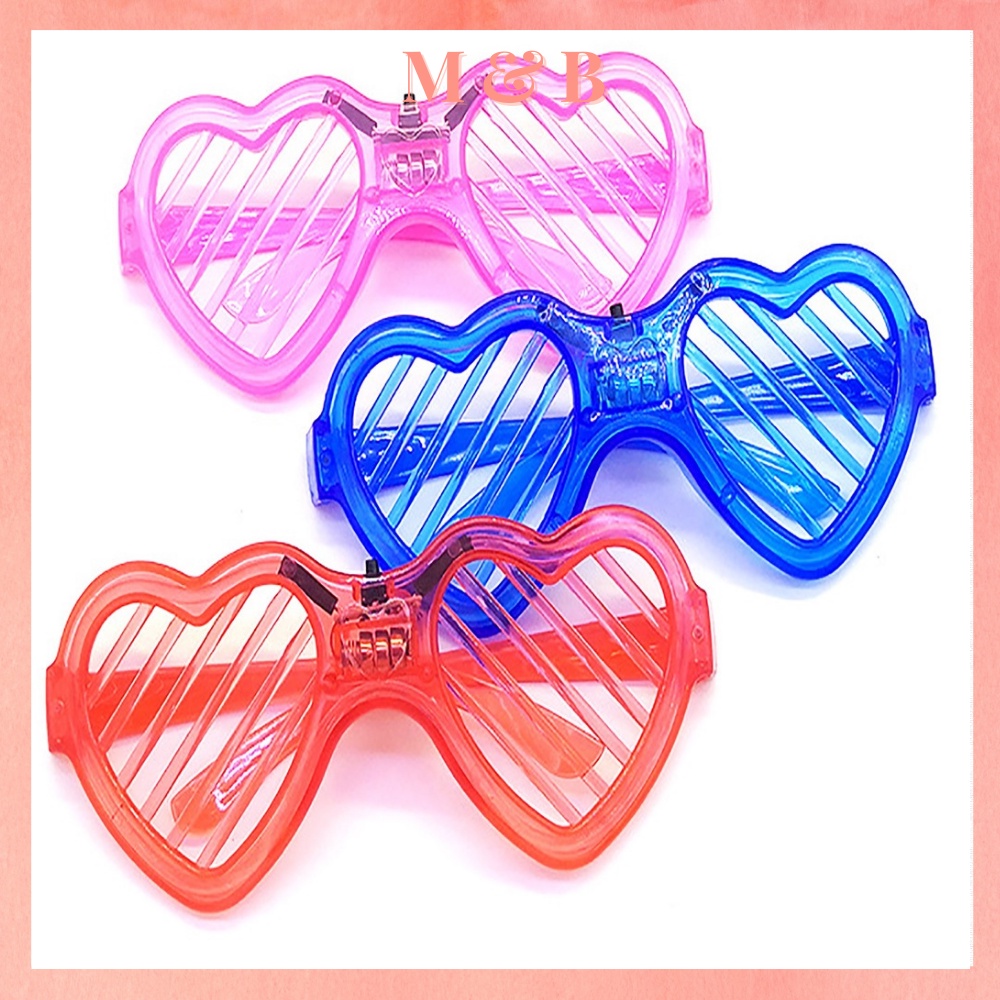 Mắt kính đèn Led phát sáng gọng tròn, trái tim phát sáng nhiều màu nhấp nháy vui nhộn, độc đáo, phong cách Retro đi bar