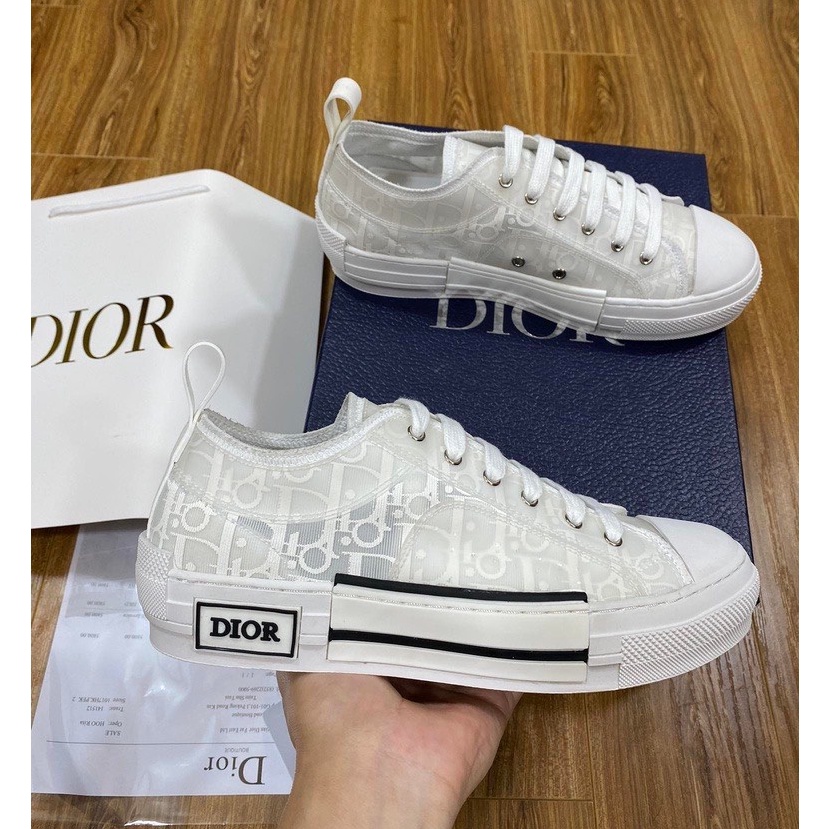 GIÀY DIO B23 SNEAKER LOW ALL WHITE LAI AU HỌA TIẾT MONO TRẮNG