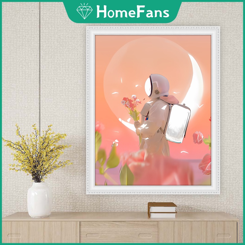 Bộ Tranh Đính Đá 5D Tự Làm Hình Phi Hành Gia Lãng Mạn Kích Thước 40x50cm