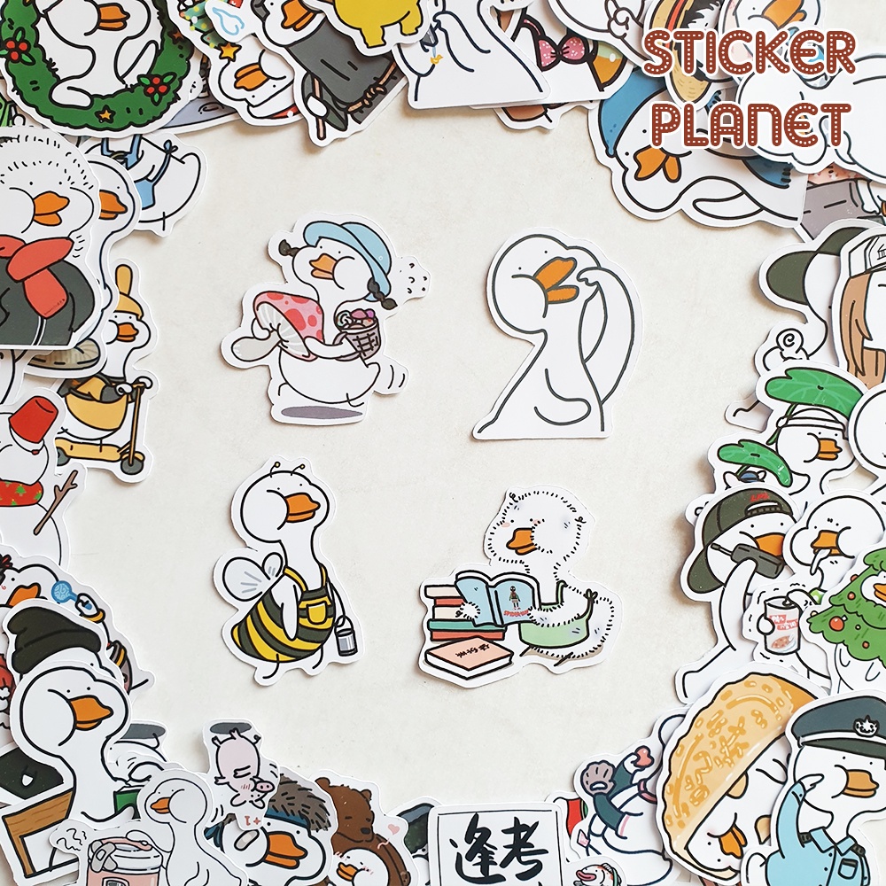 Sticker vịt troll trang trí mũ bảo hiểm, đàn, guitar, ukulele, điện thoại