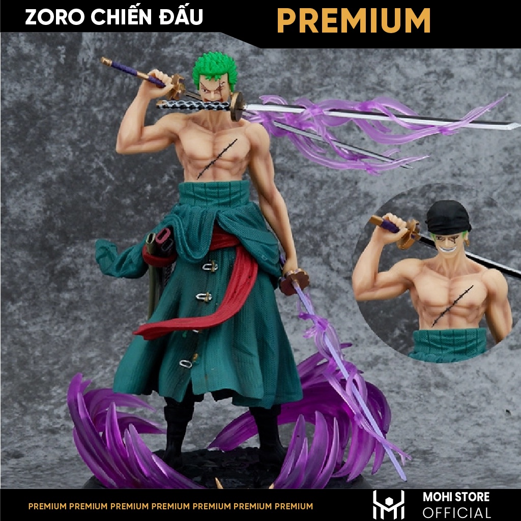 - Mô hình Figure Roronoa Zoro đứng 2 đầu + 3 kiếm + 3haki, mô hình figure One Piece bản đế đẹp có B