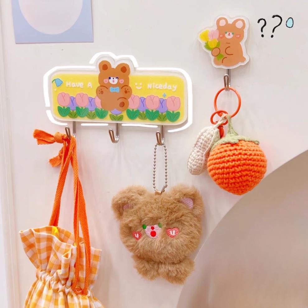 Móc Treo Đồ, Móc Dán Tường Bằng Acrylic Đa Năng Không Để Lại Dấu Vết Họa Tiết Hoạt Hình Kitchee Cute