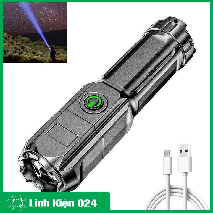 Đèn pin P50 9 LED siêu sáng khoảng cách chiếu 100 mét chống nước cực tốt