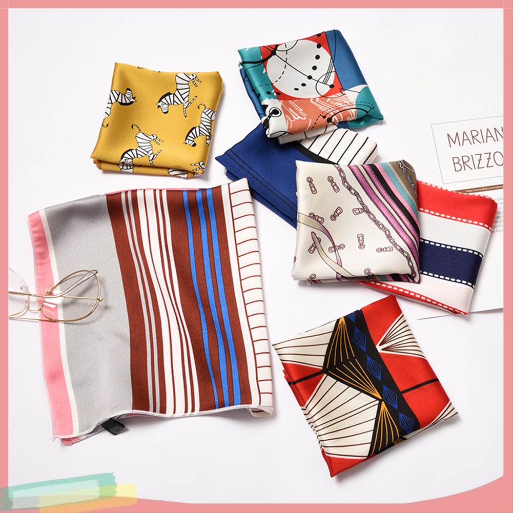 Khăn Choàng Lụa Satin Họa Tiết Hoa Thời Trang Cho Nữ