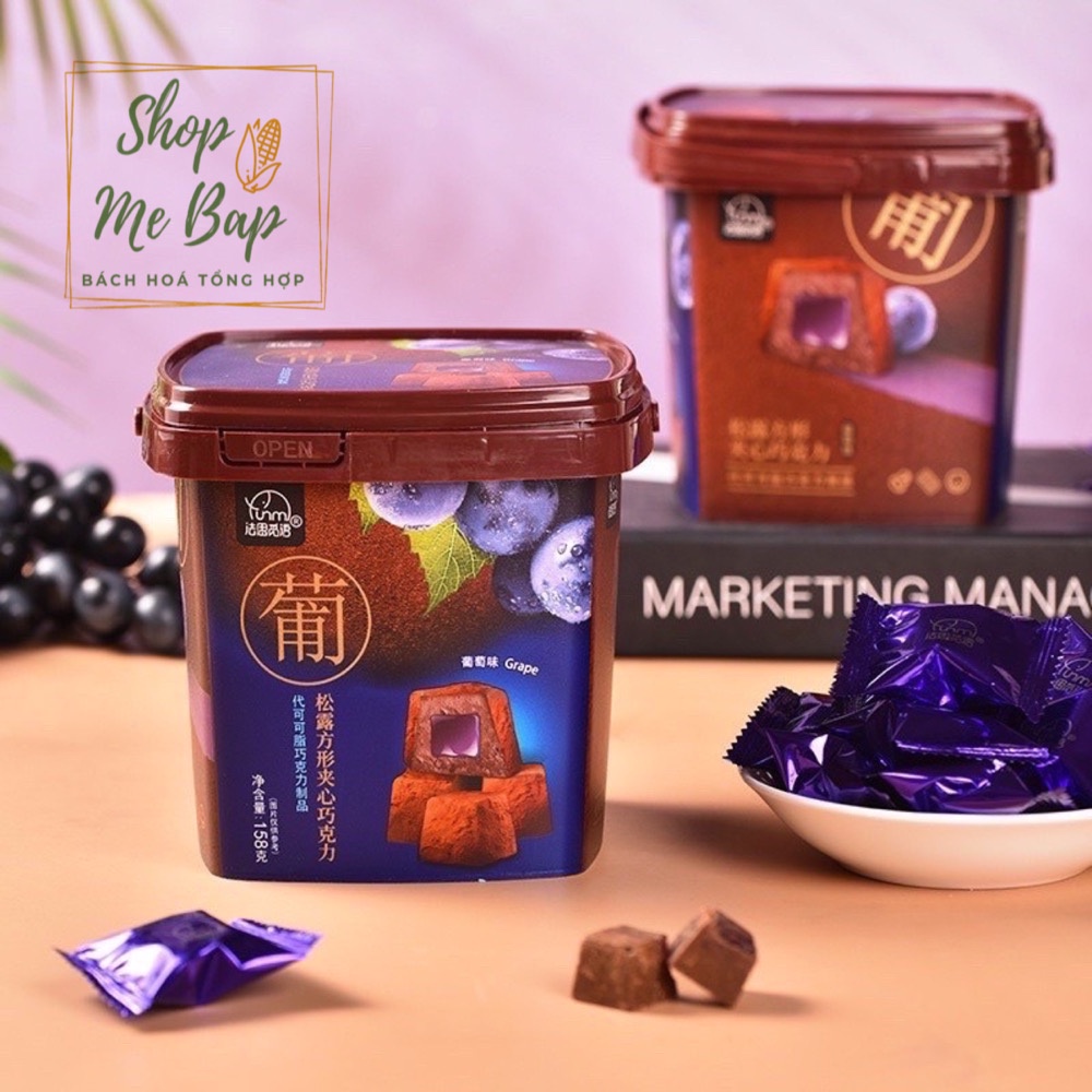 Bánh Nama Socola 408g - Sôcôla Tươi Nhân Trái Cây - Socola Đen Truffle hộp Vuông