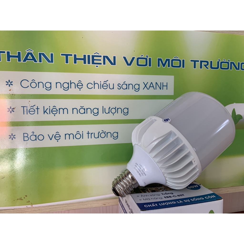 Bóng Đèn Led Trụ Nhôm ELink 80W Cao Cấp, Ánh Sáng Trắng, Tản Nhiệt Nhôm