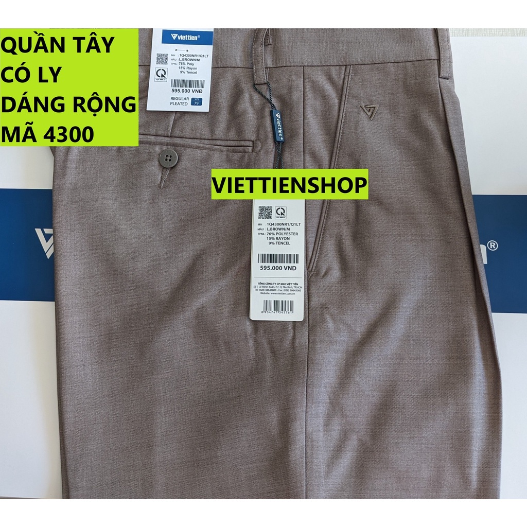 (4300 QTR 2) QUẦN TÂY VIỆT TIẾN CÓ LY (KO ÔM - REGULAR)