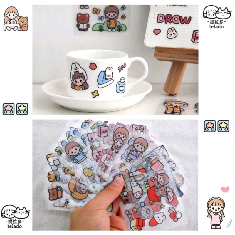 1000 tấm sticker hoạt hình siêu dễ thương chống thấm trang trí phòng, bàn làm việc