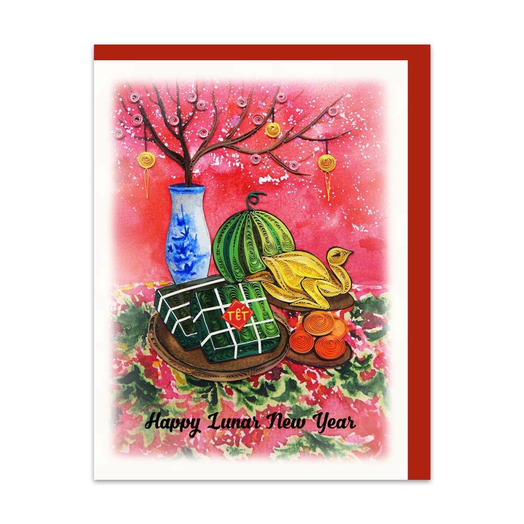 Thiệp Giấy Xoắn Tết Sum Vầy Size 13x18cm