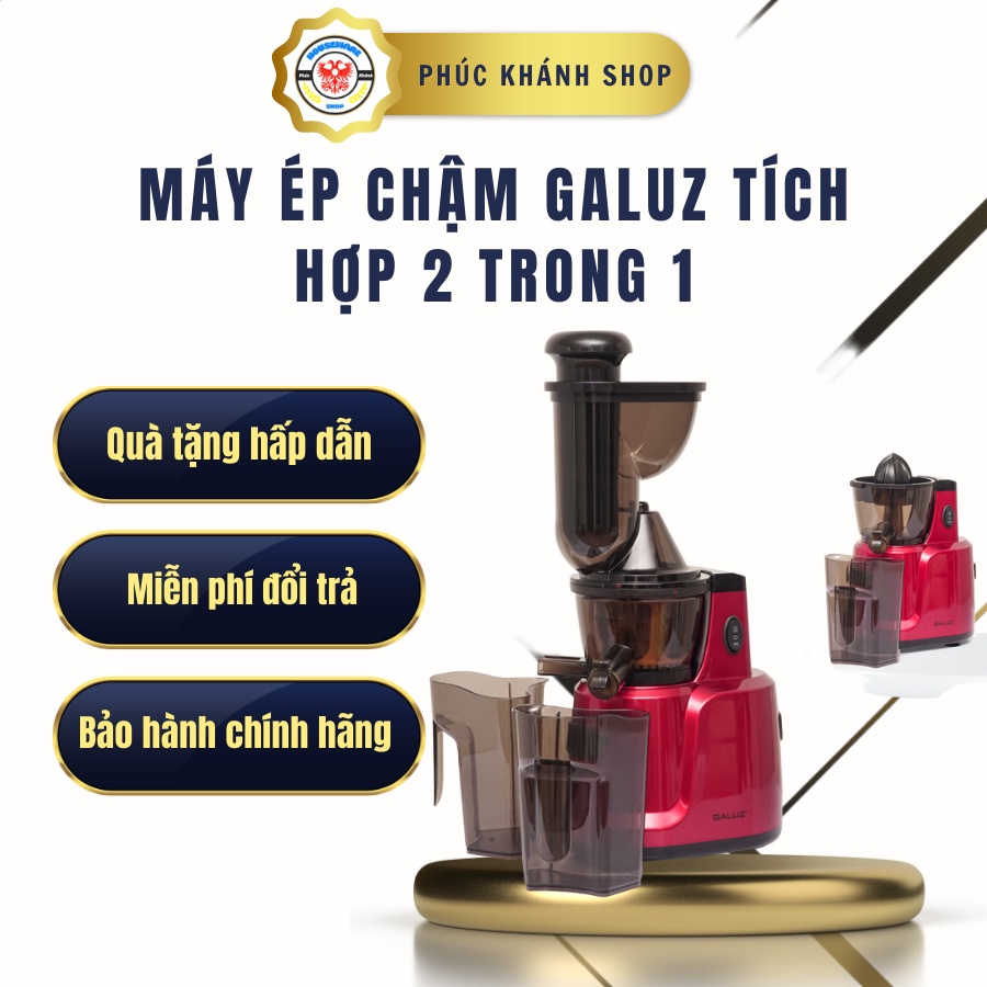 Máy ép chậm Galuz tích hợp 2 trong 1 ép và vắt cam GLS-1150,ép kiệt 99%. Bảo hành chính hãng 12 tháng, lỗi 1 đổi 1