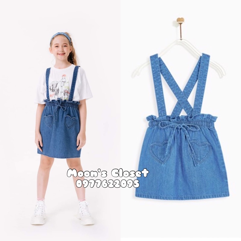 Váy yếm denim MDK size 4/5y-10/11y