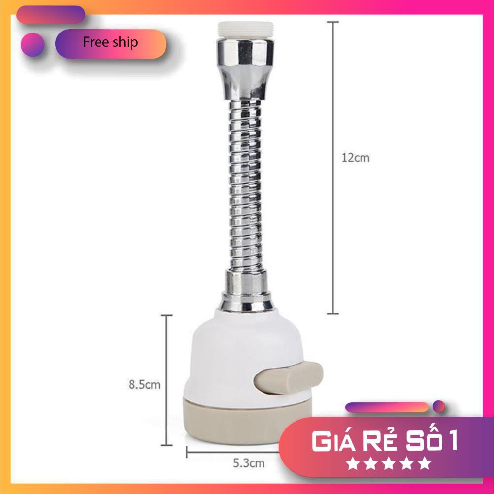 Vòi nước rửa bát nhựa inox dài tăng áp xoay 360 độ 3 chế độ
