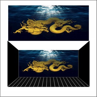 Tranh 3d dán hồ cá nguyên bộ mặt lưng + mặt đáy