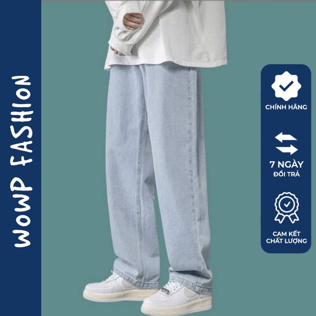 Quần jeans baggy nam, quần bò WoWp Fashion dài ống suông rộng phong cách Hàn Quốc