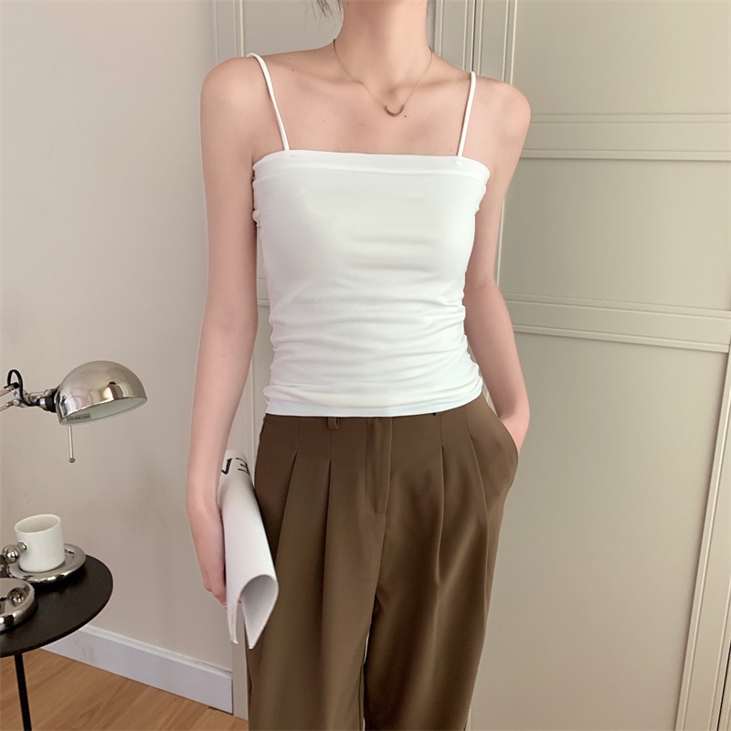 NRVP Áo Tank Top Đơn Co Giãn Phong Cách Hàn Quốc Mới Với Đệm Lót
