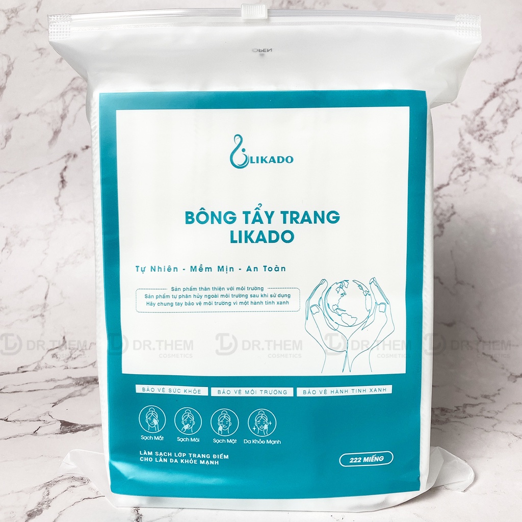 Bông Tẩy Trang Likado Túi 222 Miếng / 100 Miếng Tròn / Khăn Lau Mặt Dùng 1 Lần - Chất Liệu Cotton