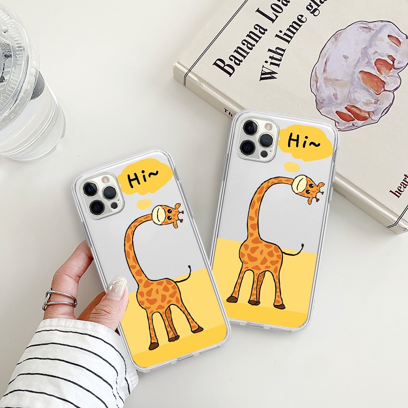 Ốp vuông iphone BVC hươu cao cổ Hi siêu cấp cute đáng yêu cho 6/6splus/7/7plus/8/8plus/x/xr/xs/11/12/13/14/pro/max