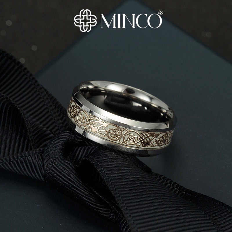 Nhẫn Nam Nữ Minco Accessories nhẫn Titan đẹp đơn giản không gỉ thiết kế họa tiết hoa văn độc đáo phá cách NT81