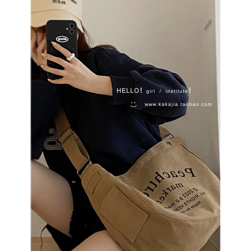 Túi Xách Canvas Cỡ Lớn In Chữ Thời Trang Cho Nữ