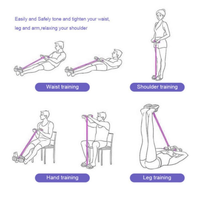 Dây Tập Bụng - Dây Kéo Đàn Hồi Kháng Lực Chất Liệu Cao Su Co Giãn Cao Cấp, Tay Cầm Xốp Mềm Thoải Mái, Tập Bụng Hiệu Quả