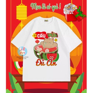 Áo thun Tết 2023 con mèo,áo gia đình in hình Tết quý mão siêu cute - Mẫu cầu vừa đủ ăn (TET04)