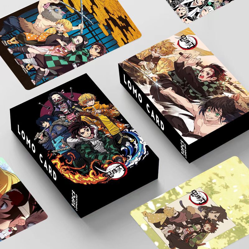 Hộp 30 Ảnh Thẻ Lomo Hai Mặt In Hình Nhân Vật Nezuko Zenitsu Inosuke Trong Demon Slayer