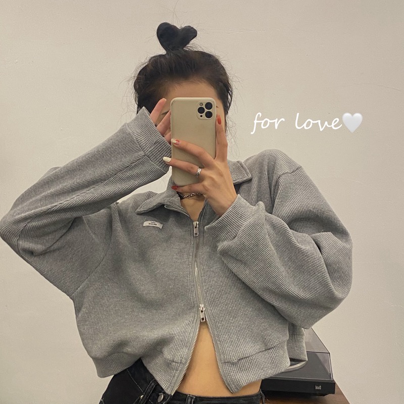 Áo Khoác Nữ Dáng Rộng Có Khóa Kéo Thời Trang Phong Cách