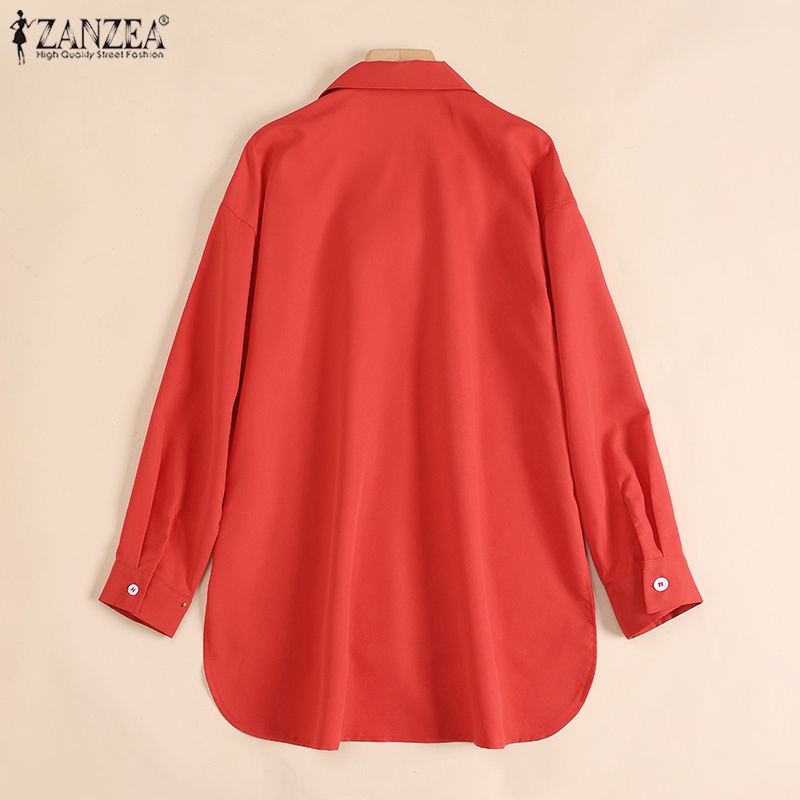 ZANZEA Áo Sơ Mi Tay Dài Thanh Lịch Thời Trang Phong Cách Hàn Quốc Cho Nữ