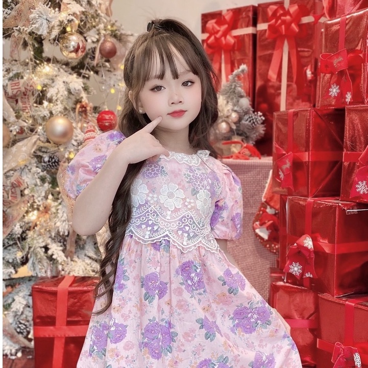 Váy cho bé gái Mykids Váy Thiết Kế Hoa Ren Viền Đầm Công Chúa  siêu xinh cho trẻ em từ 0.1.2.3.4.5.6.7.8.9.10 tuổi