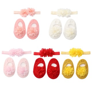 Set băng đô hoa dễ thương + vớ làm đạo cụ chụp ảnh cho bé gái