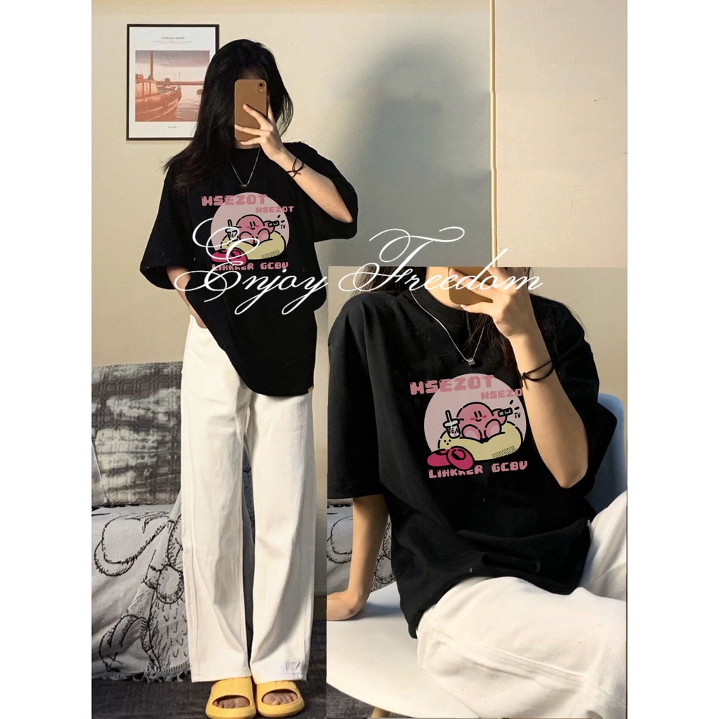 Áo thun XINLANYASHE tay ngắn dáng rộng in hình phong cách Hàn Quốc thời trang cho nữ