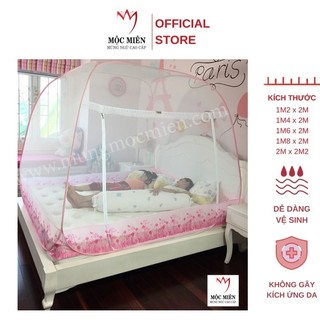 Mùng Chụp Tự Bung Đỉnh Rộng Mộc Miên Hoa Cỏ Hồng (1m2, 1m4, 1m6, 1m8, 2m2)