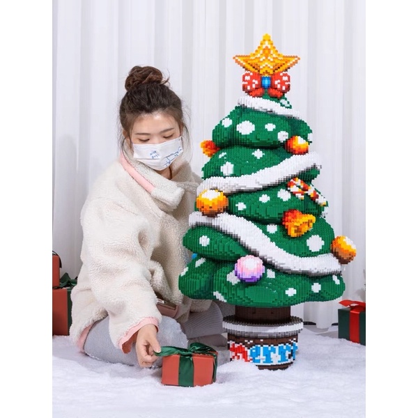 (Sẵn ông già noel) Lego mô hình cây thông và ông già noel 100cm