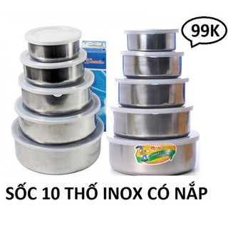 [BỘ 10 CHIẾC] THỐ INOX CÓ NẮP 10 CÁI CAO CẤP - BỘ 10 THỖ INOX CÓ NẮP - THỐ INOX