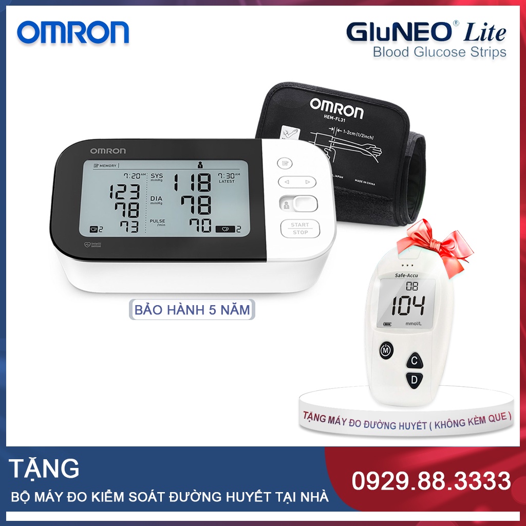 Combo máy đo huyết áp bắp tay Omron HEM 7361T Và AGLIFE A686