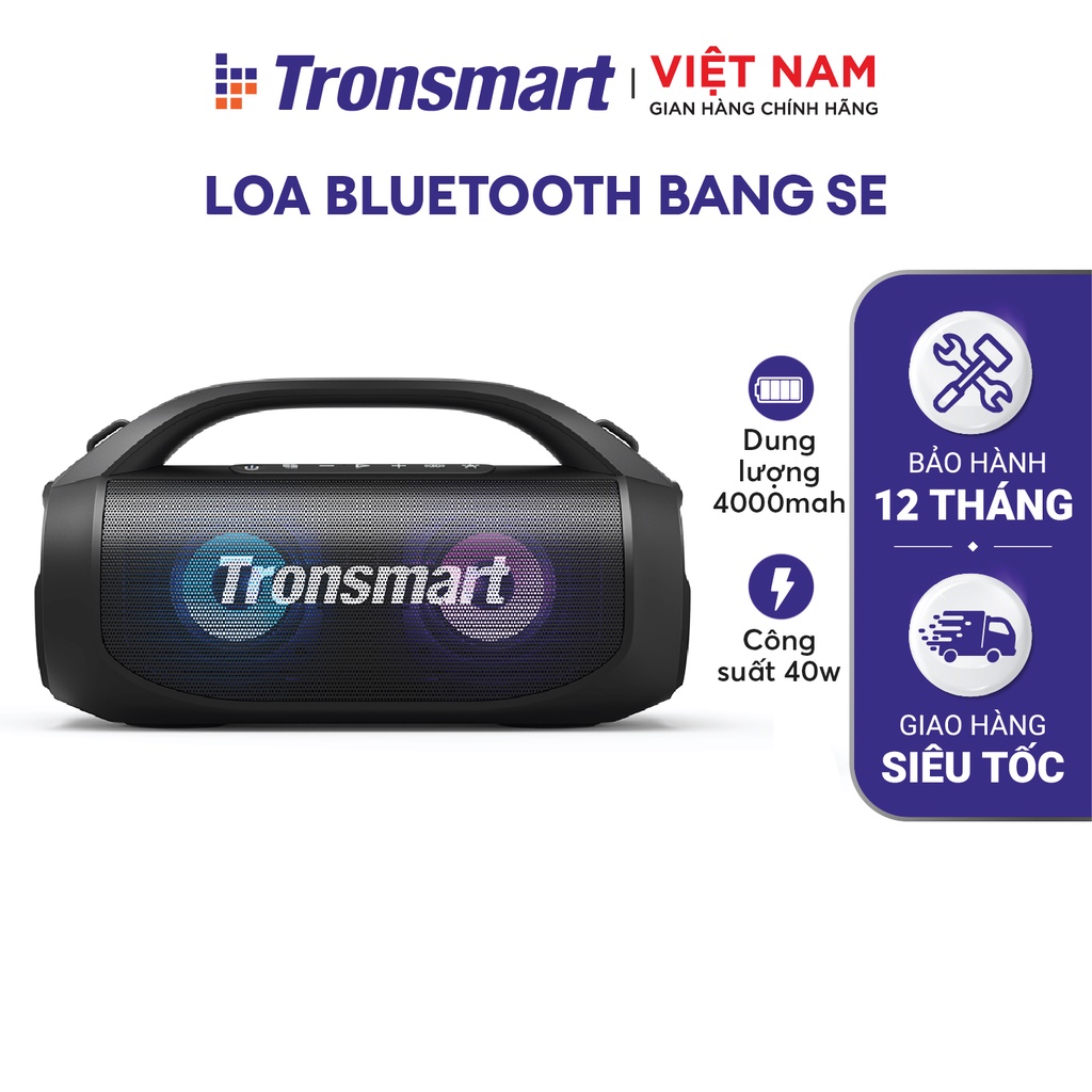 Loa Bluetooth 5. di động TRONSMART BANG SE – Đèn LED - Công suất 40W - Chống nước IPX6 - Hàng chính hãng - Bảo hành 12