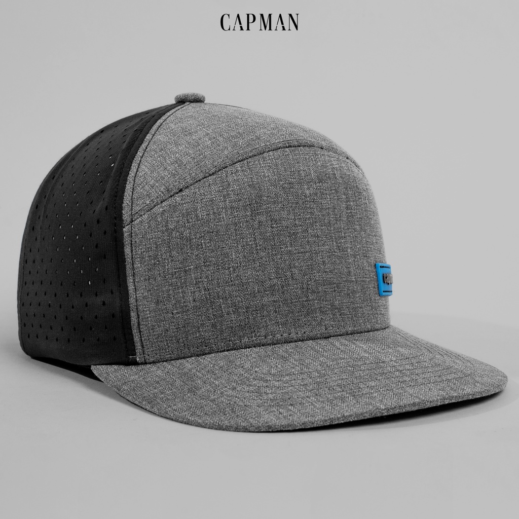 Mũ snapback màu xám đen CAPMAN lưỡi ngang CM26