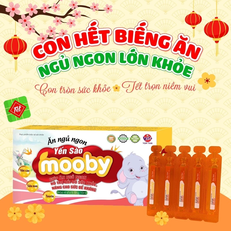 Siro Ăn Ngủ Ngon Tăng Cường Tiêu Hóa Bồi Bổ Sức Khỏe Nâng Cao Sức Đề Kháng Cho Trẻ Em Yến Sào Mooby Vạn Tam Chính Hãng