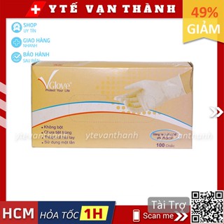 ✅ Găng Tay Y Tế Latex (Không Bột) Khải Hoàn Vglove (Phủ Polymer) (Hộp 100 Cái) | Bao Tay Y Tế -VT0795