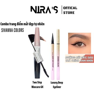 [Combo]Mascara 2 đầu 6X Two-Step và kẻ mắt Luxury Deep Eyeliner Sivanna Colors Thái Lan chuyên dụng cho makeup