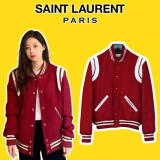 Áo Bomber Varsity SLP Đỏ. Khoác Bomber Saint La*urent Teddy YSL Sơn Tùng MTP Đỏ Thời Trang.