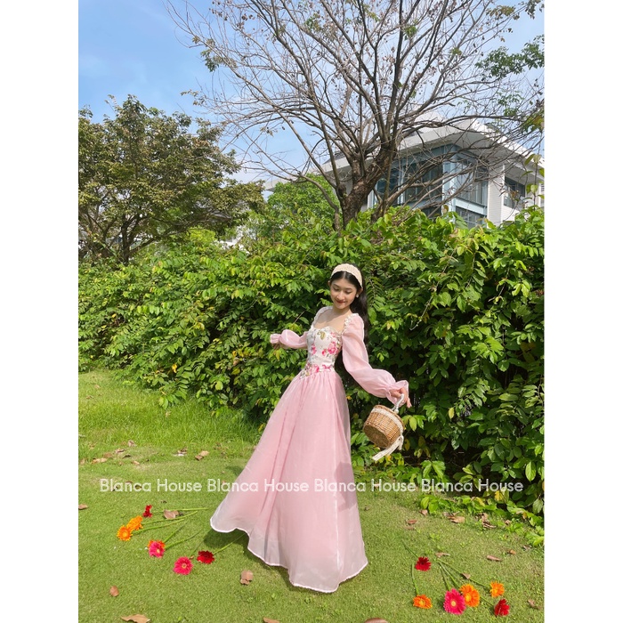 Đầm tơ hoa hồng tiểu thư Isabella dress