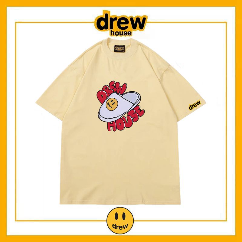 Áo Thun cotton Cổ Tròn Dáng Rộng Tay Ngắn Thoải Mái In Chữ Và Mặt Cười Thời Trang