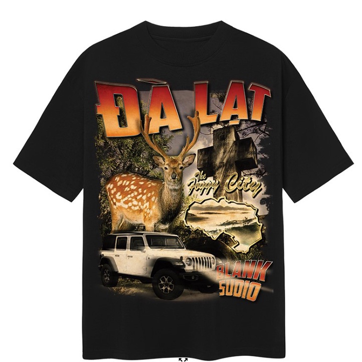áo Thun Đà LẠT Tay Lỡ Unisex - Đen/Trắng Cổ Tròn S-5Xl 100% Cotton co giãn 2 chiều, áo thun Mỹ Form Rộng Phong Cách