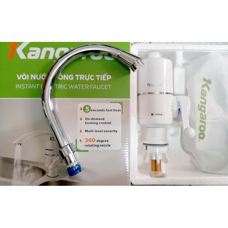 Vòi nước nóng trực tiếp Kangaroo KG238, KG239.Làm nóng nước chỉ trong 5 giây