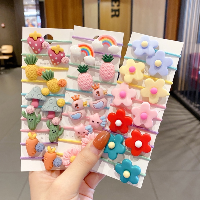 Dây Buộc Tóc Cao Su Họa Tiết Hoạt Hình Phong Cách Hàn Quốc Cho Bé Gái