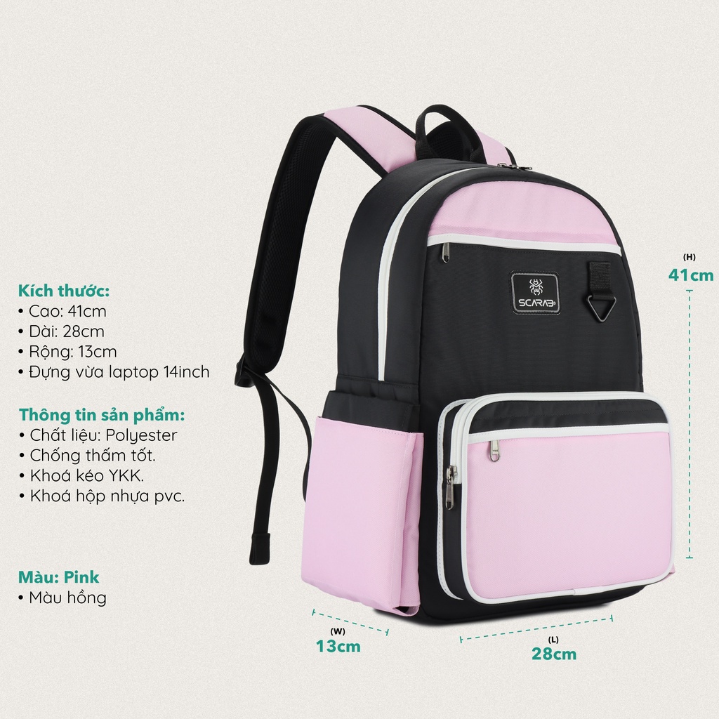 Scarab Multi Backpack Unisex - Balo Đi Học Nhỏ Gọn, Đựng Vừa Laptop 14inch